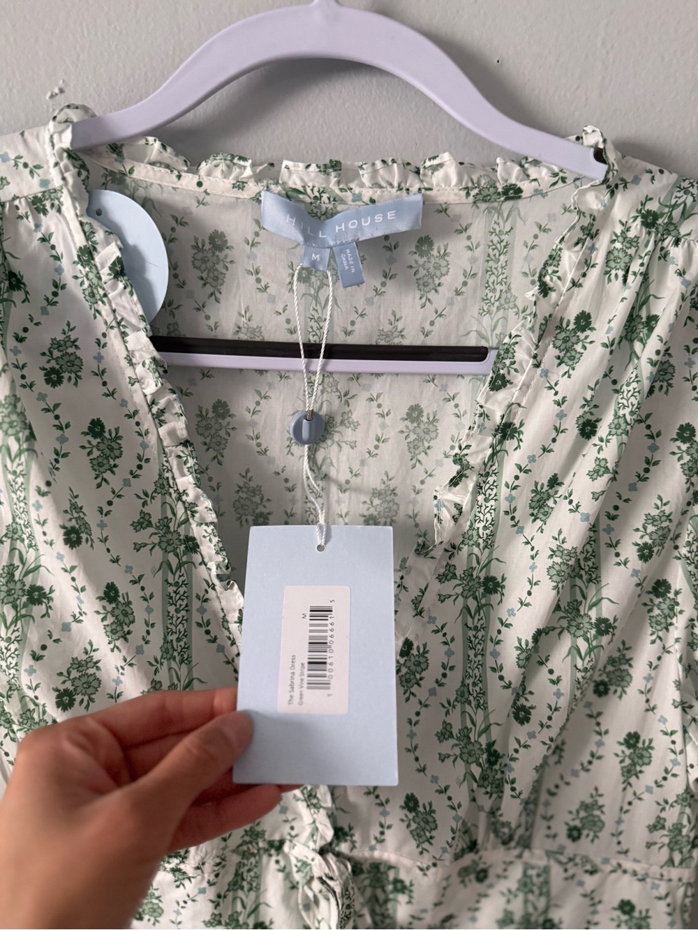 Hill House Sabrina Dress Green Vine Stripe Cotton - Picture 4 of 10